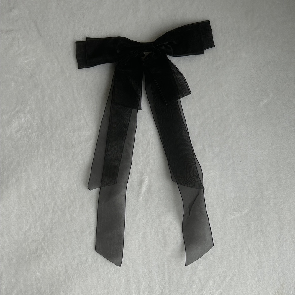 Elegant Black Sheer Bow Hair Accessory